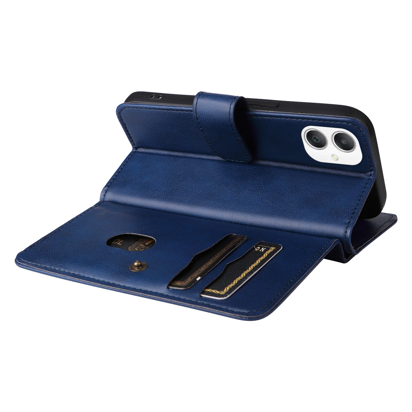 KT Multi-Functional Series-1 For Samsung Galaxy A06 Case 10 Card Holder Leather Phone Cover Stand - Blue
