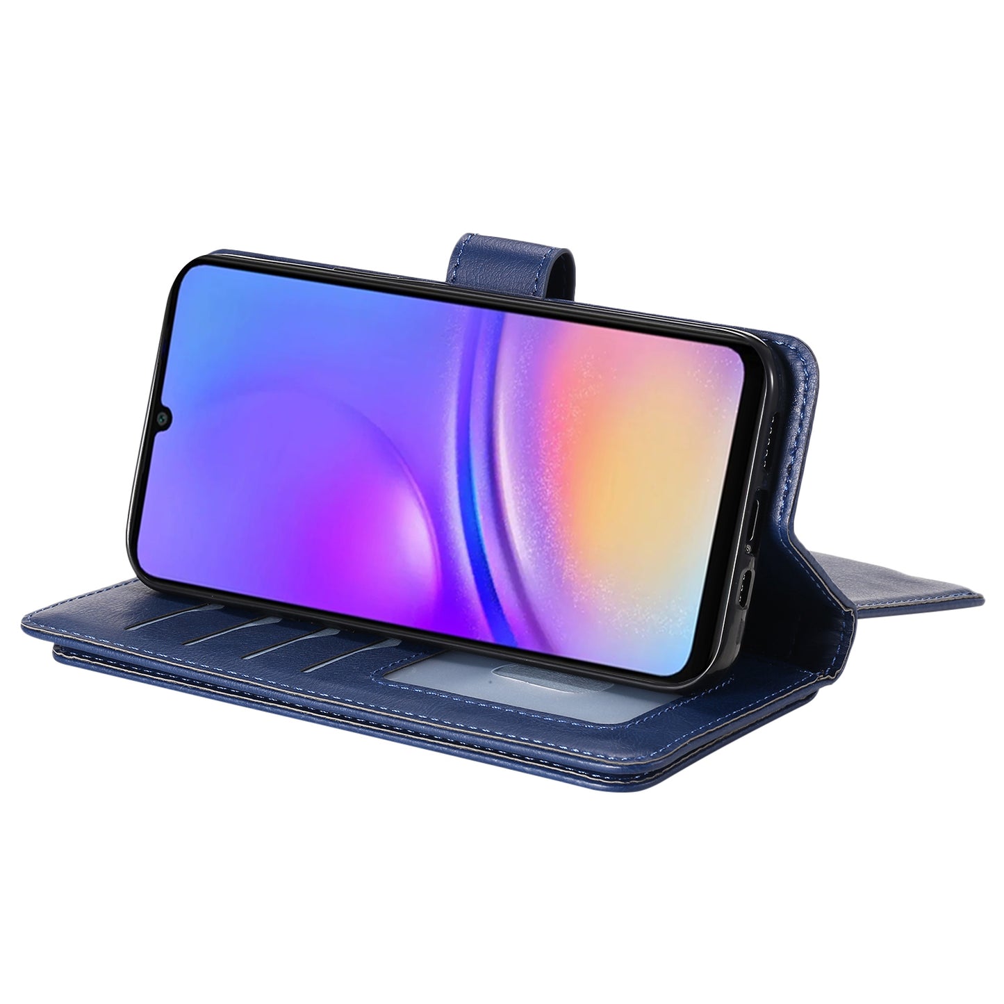 KT Multi-Functional Series-1 For Samsung Galaxy A06 Case 10 Card Holder Leather Phone Cover Stand - Blue