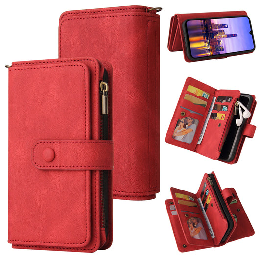 KT Multi-Functional Series-2 For Samsung Galaxy A16 5G / A16 4G Phone Case Zipper Wallet Leather Stand Cover - Red