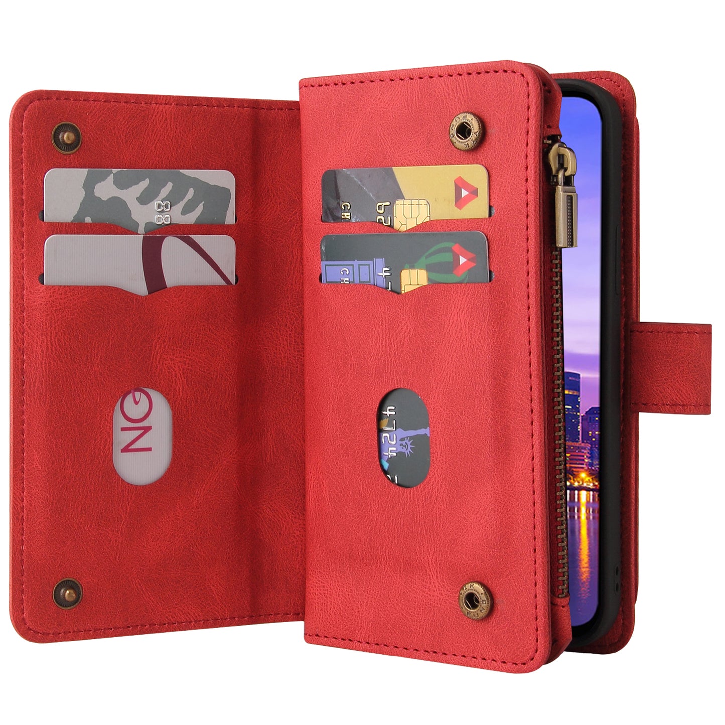 KT Multi-Functional Series-2 For Samsung Galaxy A16 5G / A16 4G Phone Case Zipper Wallet Leather Stand Cover - Red
