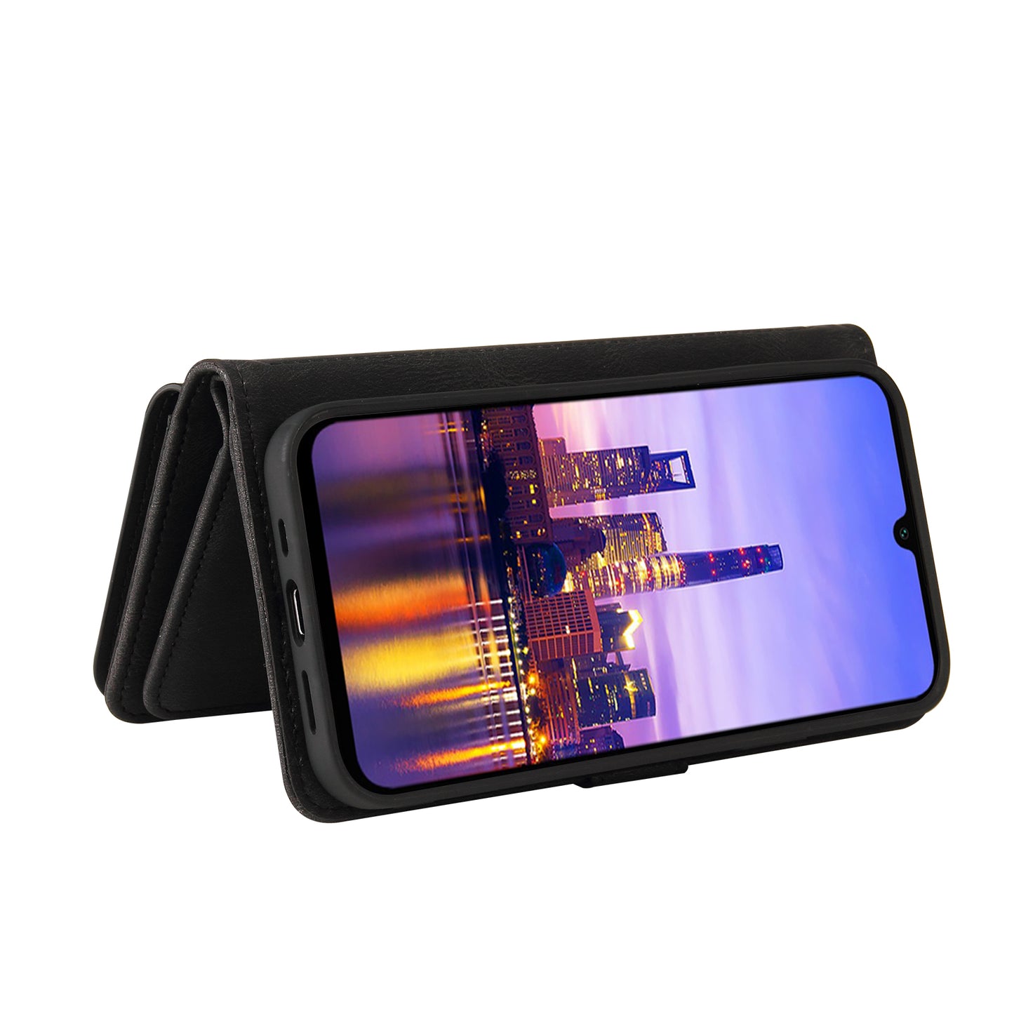 KT Multi-Functional Series-2 For Samsung Galaxy A16 5G / A16 4G Phone Case Zipper Wallet Leather Stand Cover - Black
