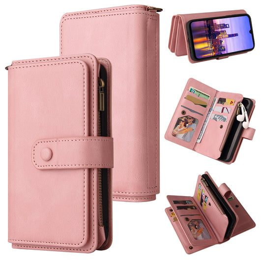 KT Multi-Functional Series-2 For Samsung Galaxy A16 5G / A16 4G Phone Case Zipper Wallet Leather Stand Cover - Pink