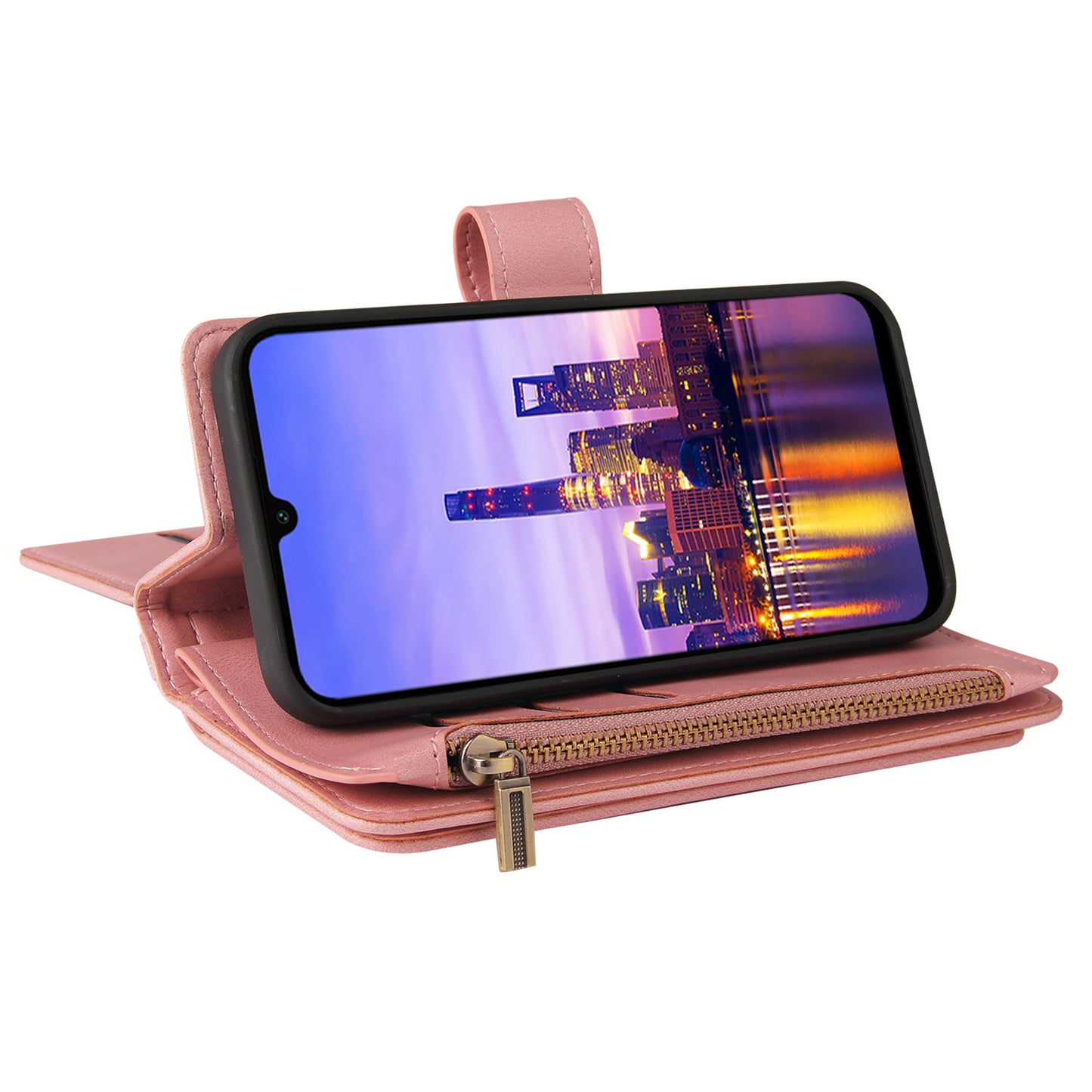 KT Multi-Functional Series-2 For Samsung Galaxy A16 5G / A16 4G Phone Case Zipper Wallet Leather Stand Cover - Pink