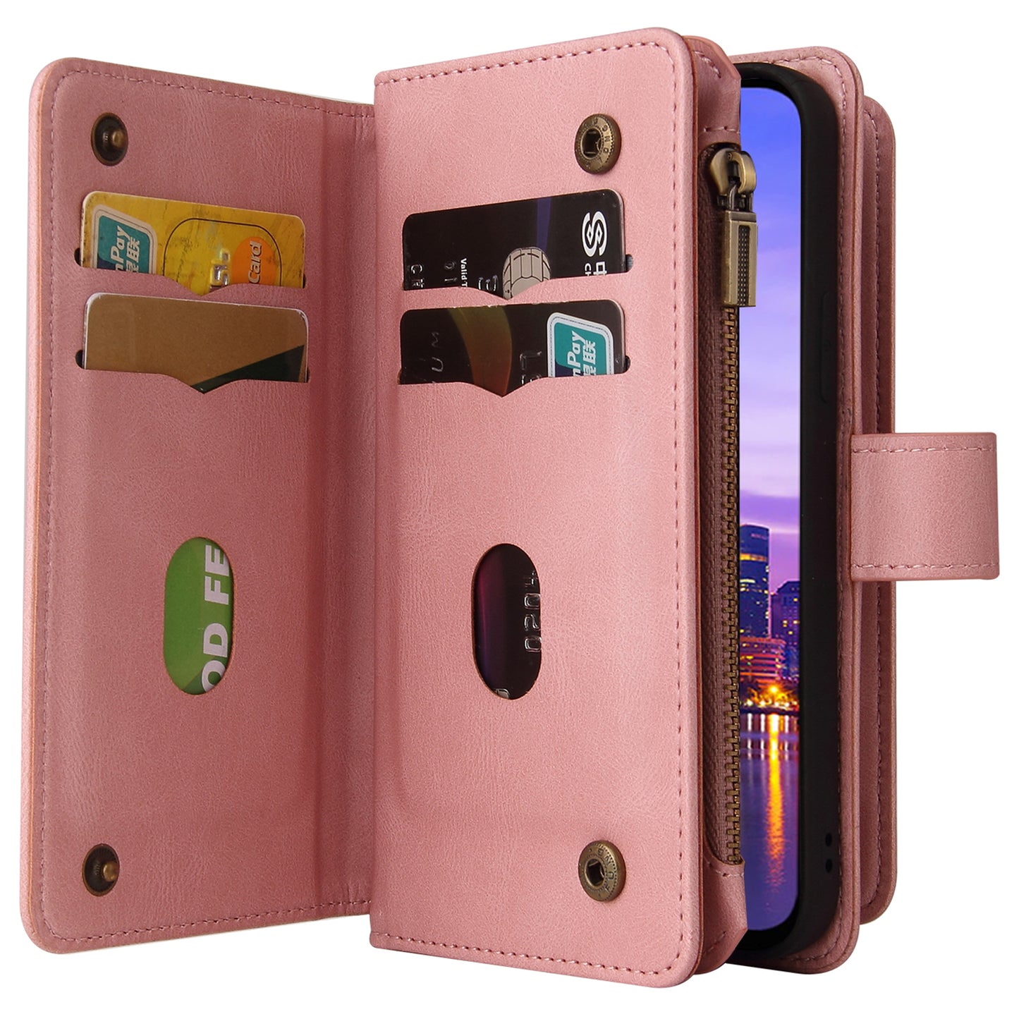 KT Multi-Functional Series-2 For Samsung Galaxy A16 5G / A16 4G Phone Case Zipper Wallet Leather Stand Cover - Pink