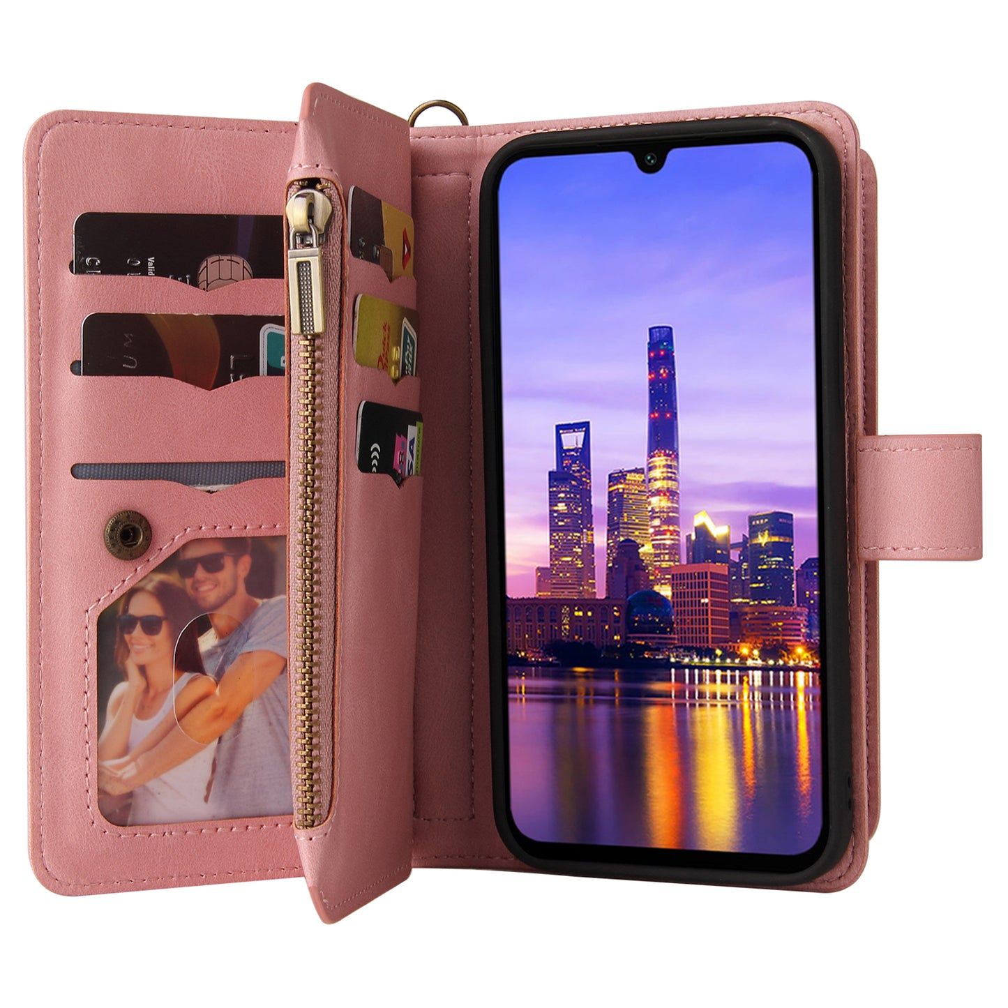 KT Multi-Functional Series-2 For Samsung Galaxy A16 5G / A16 4G Phone Case Zipper Wallet Leather Stand Cover - Pink
