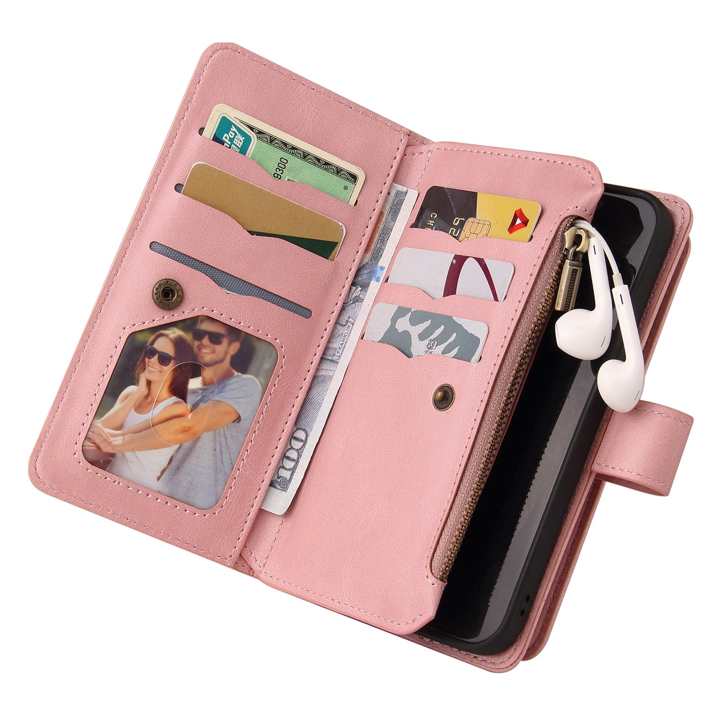 KT Multi-Functional Series-2 For Samsung Galaxy A16 5G / A16 4G Phone Case Zipper Wallet Leather Stand Cover - Pink