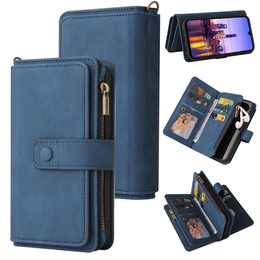 KT Multi-Functional Series-2 For Samsung Galaxy A16 5G / A16 4G Phone Case Zipper Wallet Leather Stand Cover - Blue