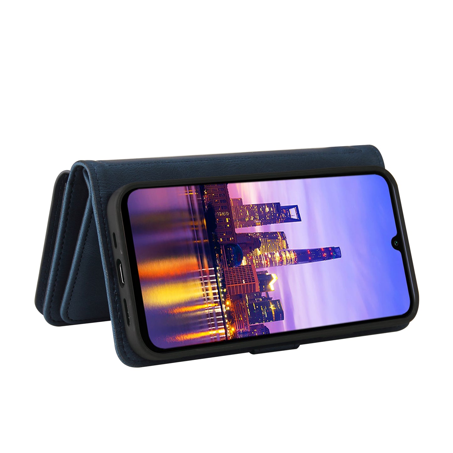 KT Multi-Functional Series-2 For Samsung Galaxy A16 5G / A16 4G Phone Case Zipper Wallet Leather Stand Cover - Blue