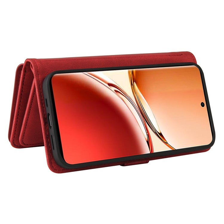 KT Multi-Functional Series-2 For Oppo Reno12 F 5G Phone Case Zipper Wallet Leather Stand Cover - Red