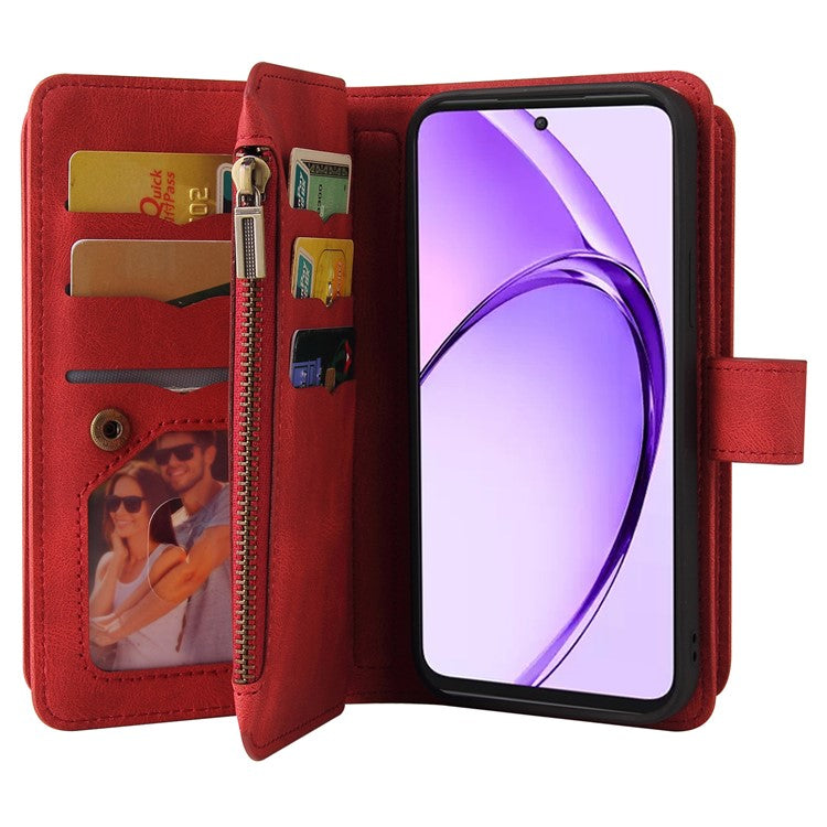 KT Multi-Functional Series-2 For Oppo A3 Pro (Global) 5G  /  A3 Pro (India) 5G Phone Case Zipper Wallet Leather Stand Cover - Red