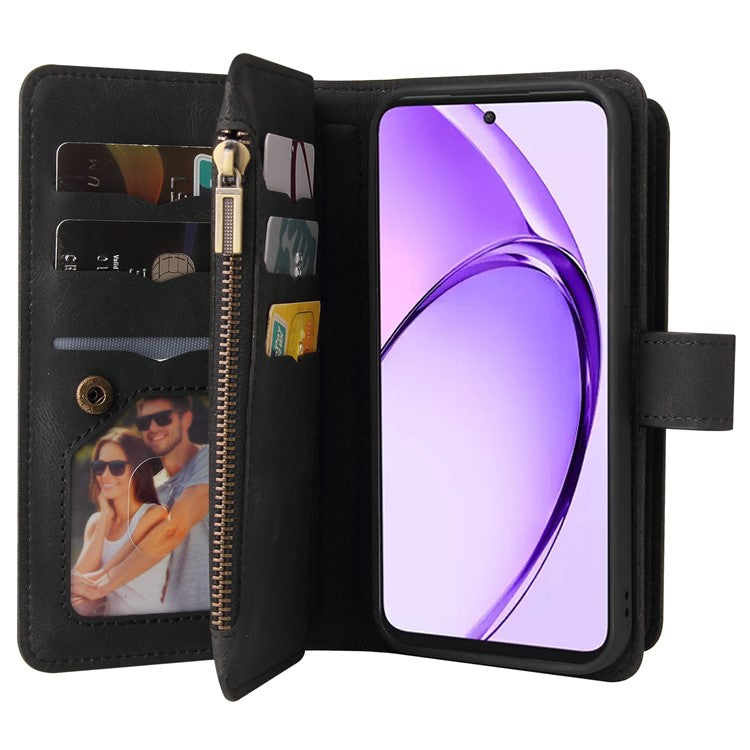 KT Multi-Functional Series-2 For Oppo A3 Pro (Global) 5G  /  A3 Pro (India) 5G Phone Case Zipper Wallet Leather Stand Cover - Black