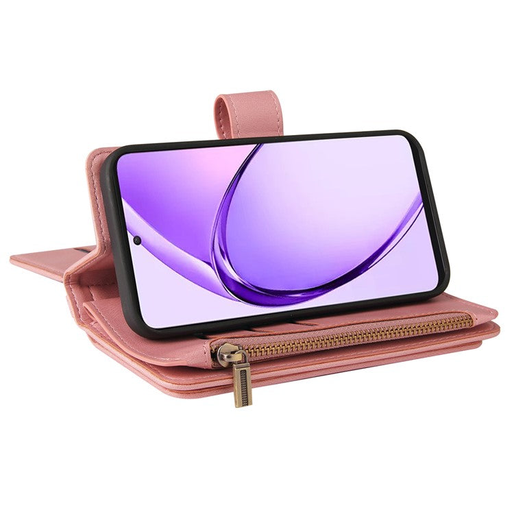 KT Multi-Functional Series-2 For Oppo A3 Pro (Global) 5G  /  A3 Pro (India) 5G Phone Case Zipper Wallet Leather Stand Cover - Pink