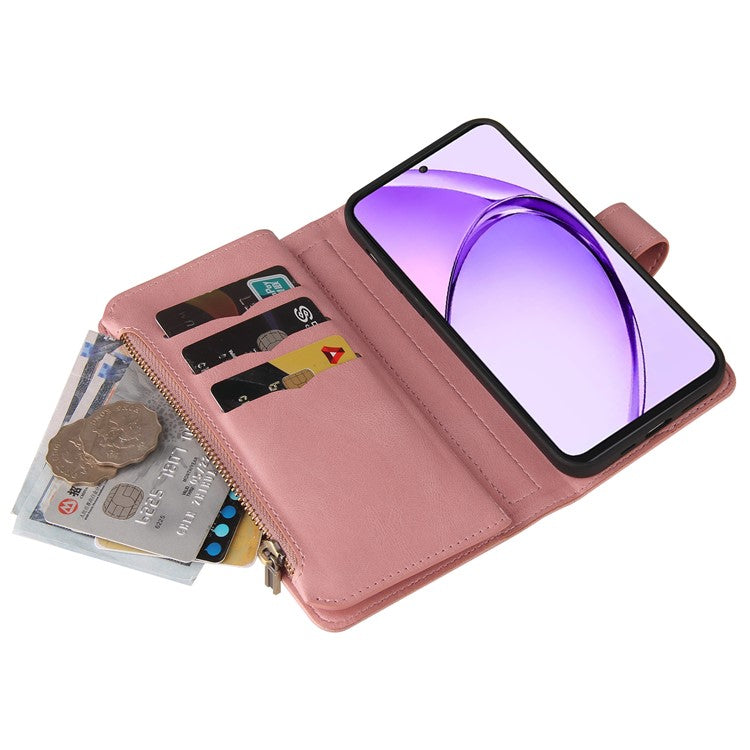 KT Multi-Functional Series-2 For Oppo A3 Pro (Global) 5G  /  A3 Pro (India) 5G Phone Case Zipper Wallet Leather Stand Cover - Pink