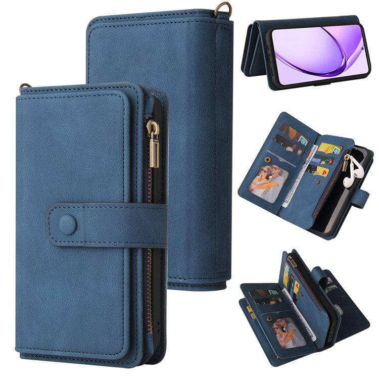 KT Multi-Functional Series-2 For Oppo A3 Pro (Global) 5G  /  A3 Pro (India) 5G Phone Case Zipper Wallet Leather Stand Cover - Blue