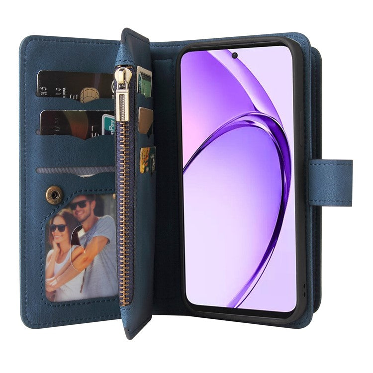 KT Multi-Functional Series-2 For Oppo A3 Pro (Global) 5G  /  A3 Pro (India) 5G Phone Case Zipper Wallet Leather Stand Cover - Blue