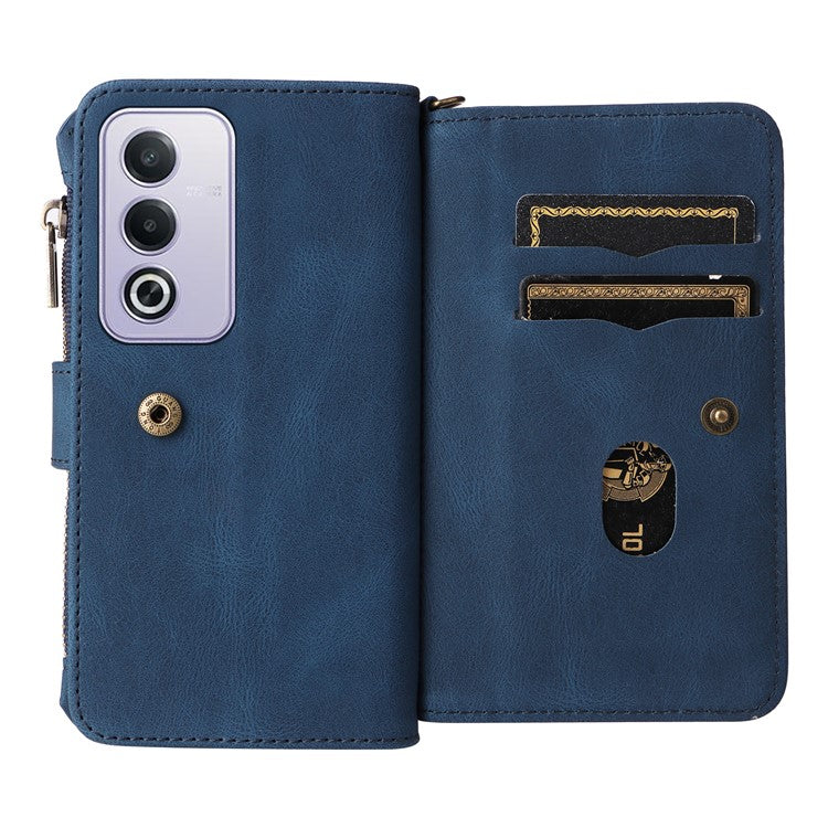KT Multi-Functional Series-2 For Oppo A3 Pro (Global) 5G  /  A3 Pro (India) 5G Phone Case Zipper Wallet Leather Stand Cover - Blue