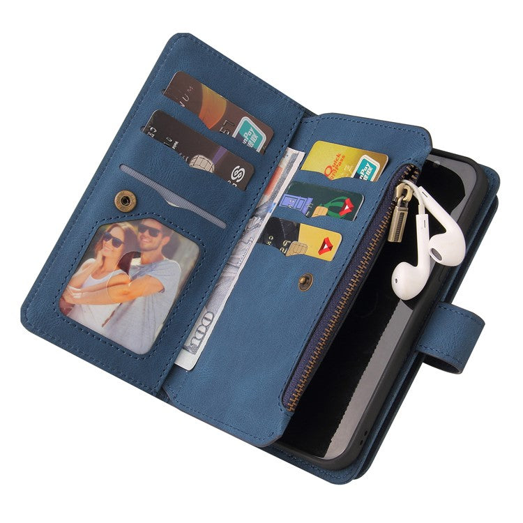 KT Multi-Functional Series-2 For Oppo A3 Pro (Global) 5G  /  A3 Pro (India) 5G Phone Case Zipper Wallet Leather Stand Cover - Blue