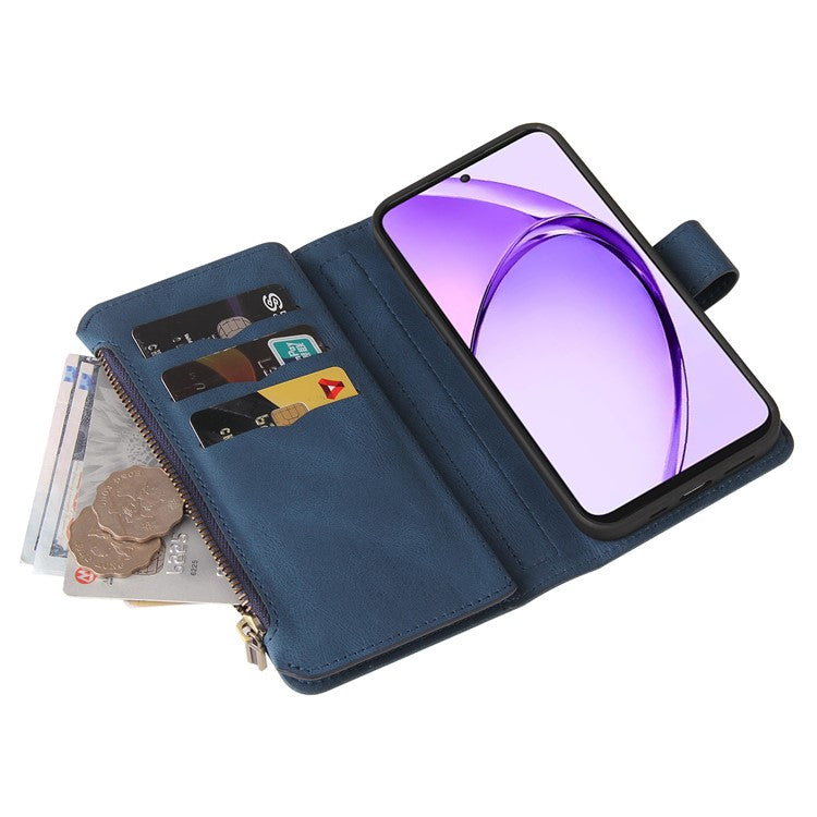 KT Multi-Functional Series-2 For Oppo A3 Pro (Global) 5G  /  A3 Pro (India) 5G Phone Case Zipper Wallet Leather Stand Cover - Blue