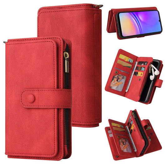 KT Multi-Functional Series-2 For Samsung Galaxy A06 Phone Case Zipper Wallet Leather Stand Cover - Red