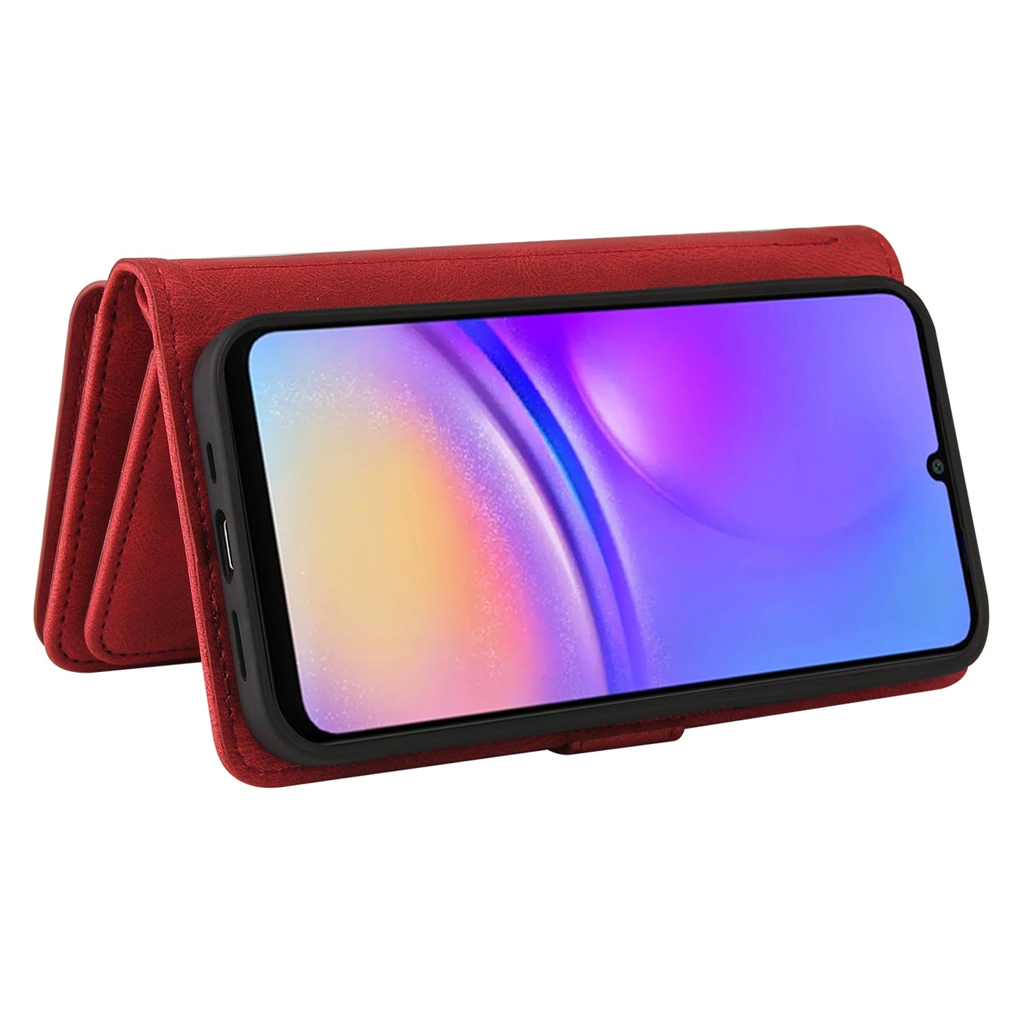 KT Multi-Functional Series-2 For Samsung Galaxy A06 Phone Case Zipper Wallet Leather Stand Cover - Red