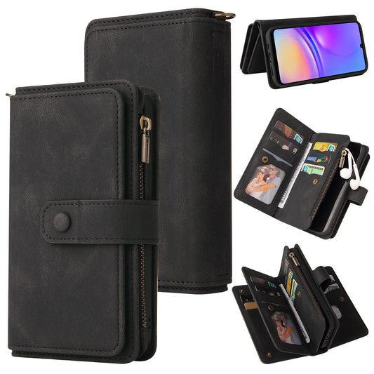 KT Multi-Functional Series-2 For Samsung Galaxy A06 Phone Case Zipper Wallet Leather Stand Cover - Black