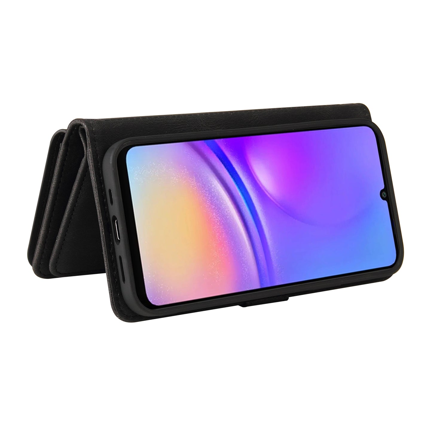KT Multi-Functional Series-2 For Samsung Galaxy A06 Phone Case Zipper Wallet Leather Stand Cover - Black