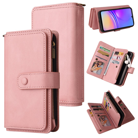 KT Multi-Functional Series-2 For Samsung Galaxy A06 Phone Case Zipper Wallet Leather Stand Cover - Pink