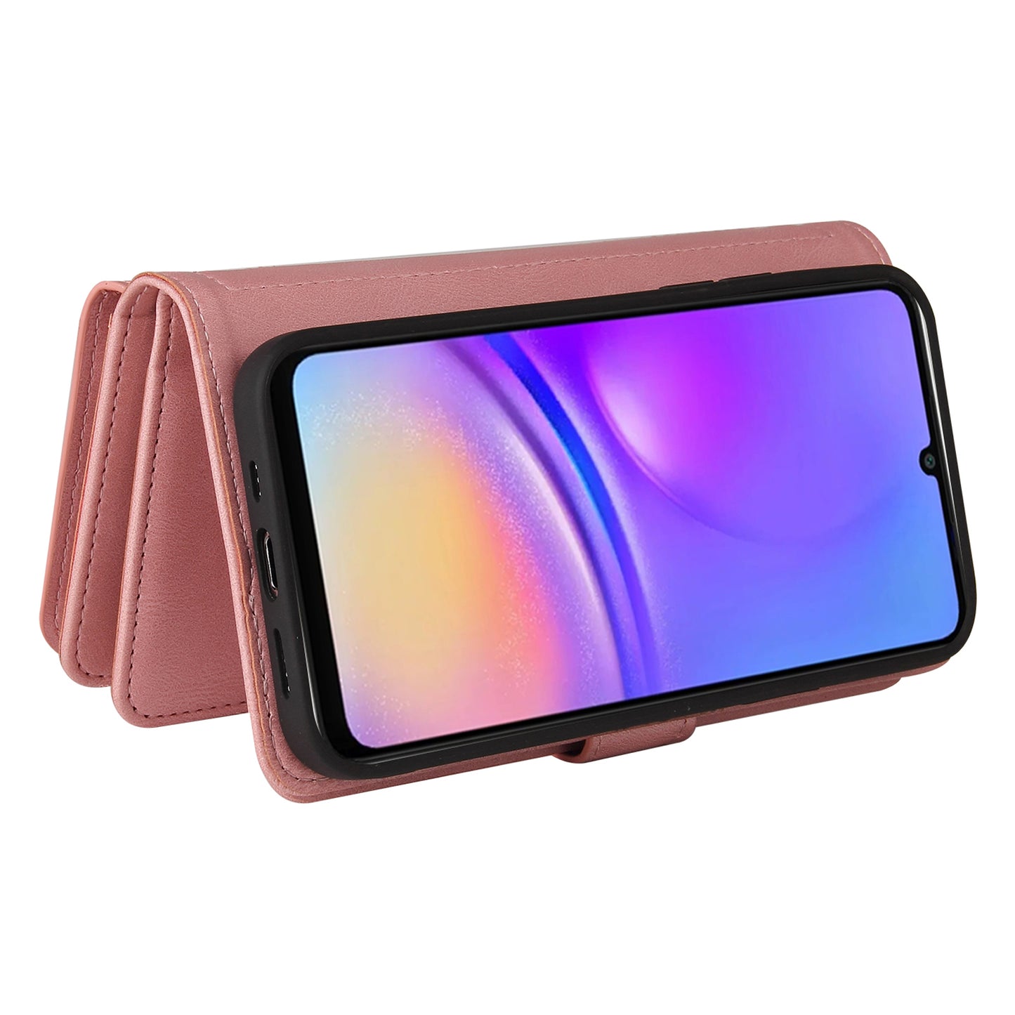 KT Multi-Functional Series-2 For Samsung Galaxy A06 Phone Case Zipper Wallet Leather Stand Cover - Pink