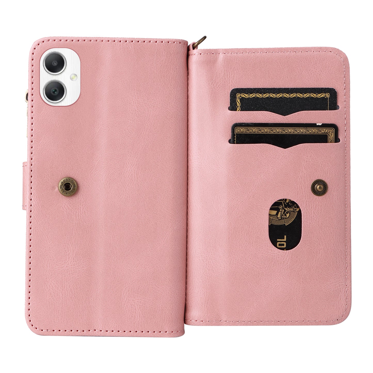 KT Multi-Functional Series-2 For Samsung Galaxy A06 Phone Case Zipper Wallet Leather Stand Cover - Pink