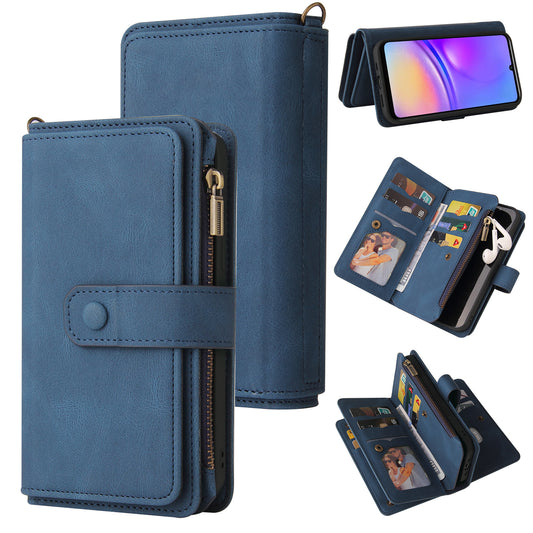 KT Multi-Functional Series-2 For Samsung Galaxy A06 Phone Case Zipper Wallet Leather Stand Cover - Blue