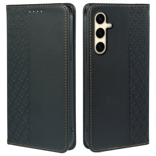 For Samsung Galaxy A16 5G / A16 4G Case Four-Leaf Clover Leather Flip Phone Cover Stand Wallet - Black