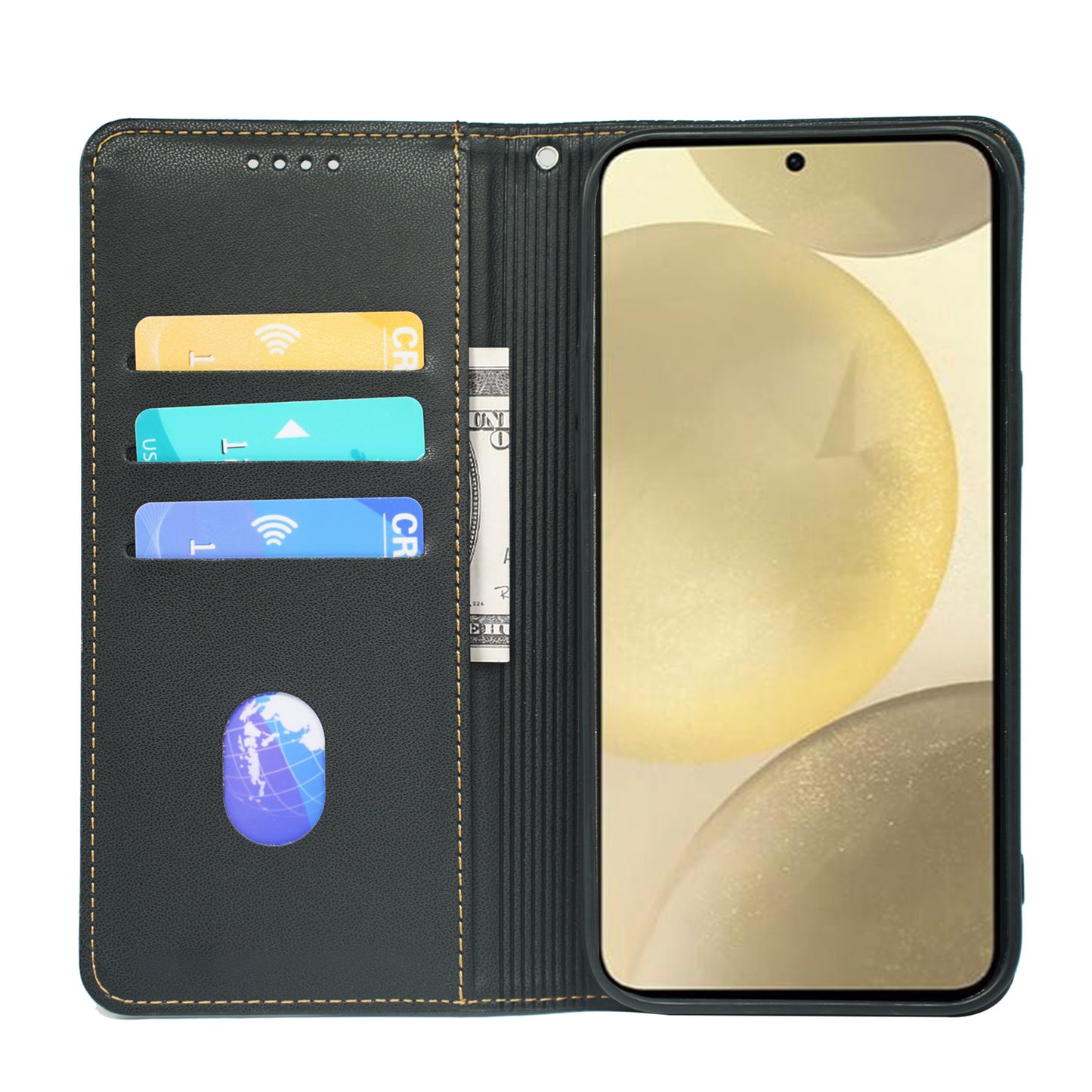 For Samsung Galaxy A16 5G / A16 4G Case Four-Leaf Clover Leather Flip Phone Cover Stand Wallet - Black
