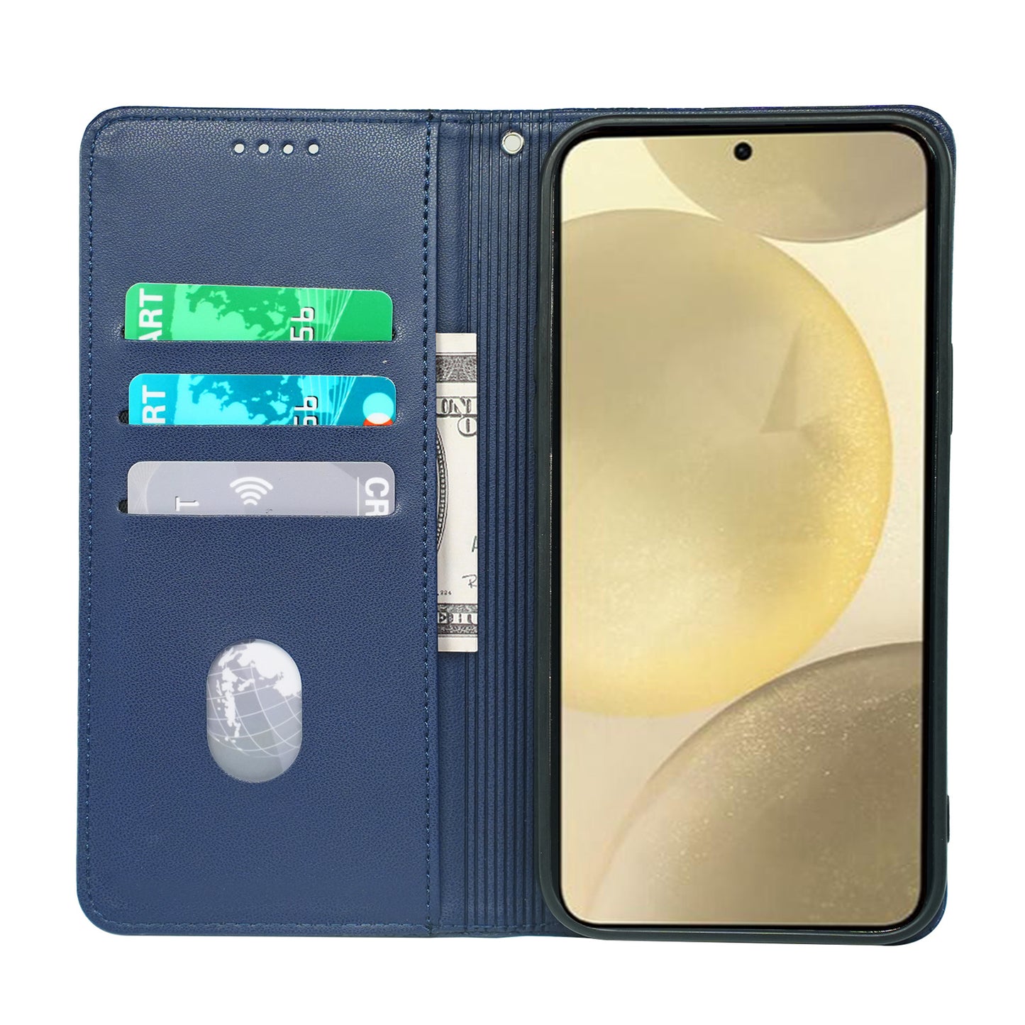 For Samsung Galaxy A16 5G / A16 4G Case Four-Leaf Clover Leather Flip Phone Cover Stand Wallet - Blue