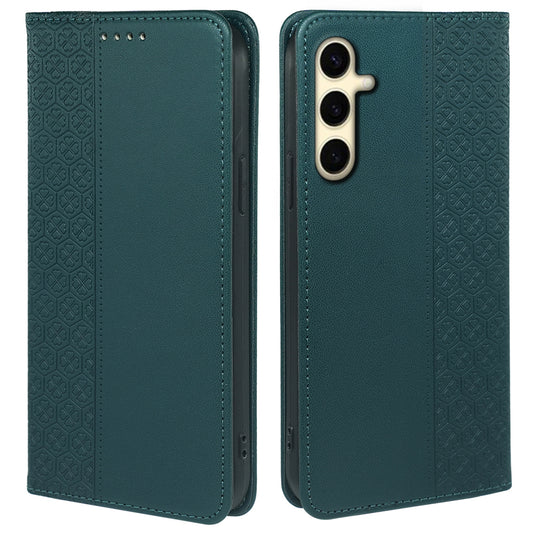 For Samsung Galaxy A16 5G / A16 4G Case Four-Leaf Clover Leather Flip Phone Cover Stand Wallet - Green