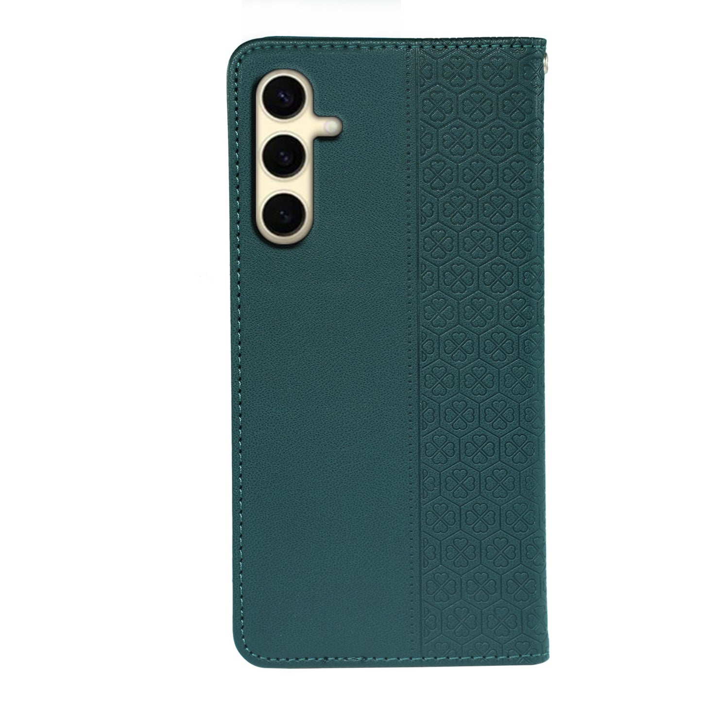 For Samsung Galaxy A16 5G / A16 4G Case Four-Leaf Clover Leather Flip Phone Cover Stand Wallet - Green