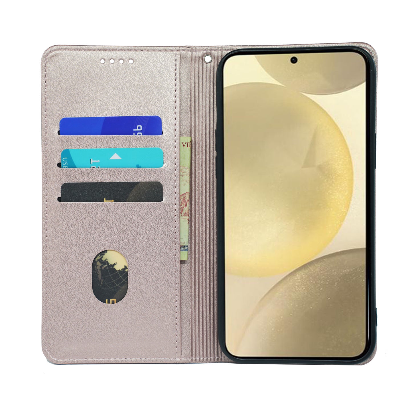 For Samsung Galaxy A16 5G / A16 4G Case Four-Leaf Clover Leather Flip Phone Cover Stand Wallet - Rose Gold