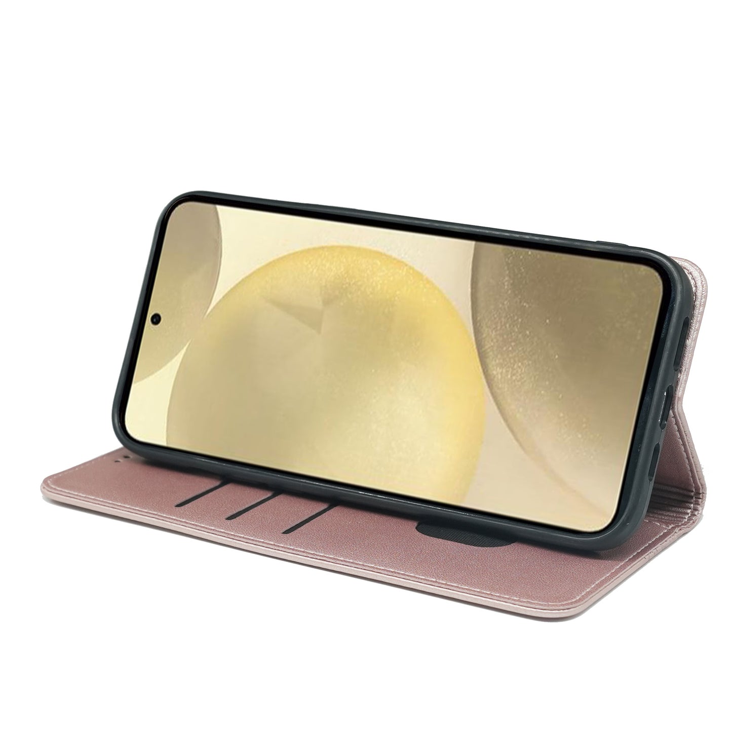 For Samsung Galaxy A16 5G / A16 4G Case Four-Leaf Clover Leather Flip Phone Cover Stand Wallet - Rose Gold