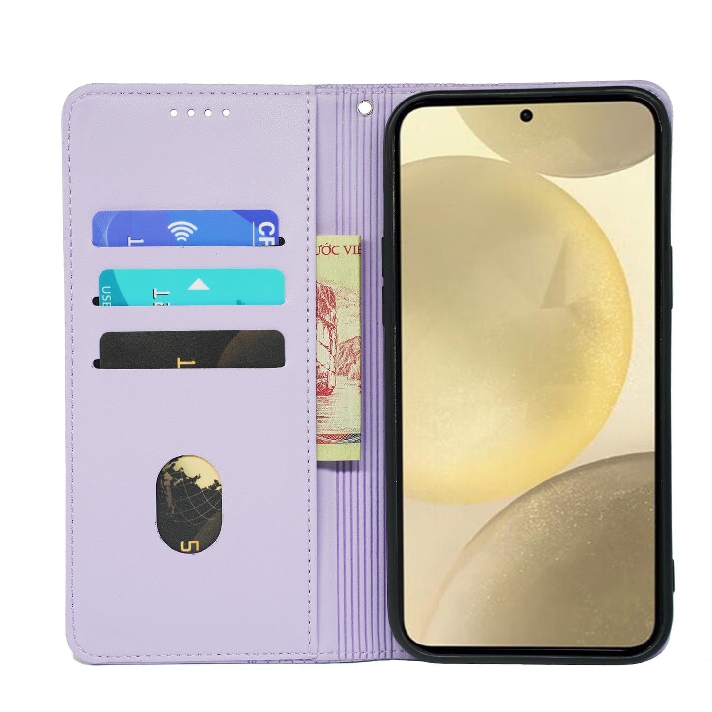 For Samsung Galaxy A16 5G / A16 4G Case Four-Leaf Clover Leather Flip Phone Cover Stand Wallet - Light Purple