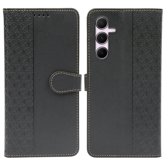 For Samsung Galaxy A16 5G / A16 4G Case Magnetic Clasp Four-Leaf Clover Leather Phone Cover - Black