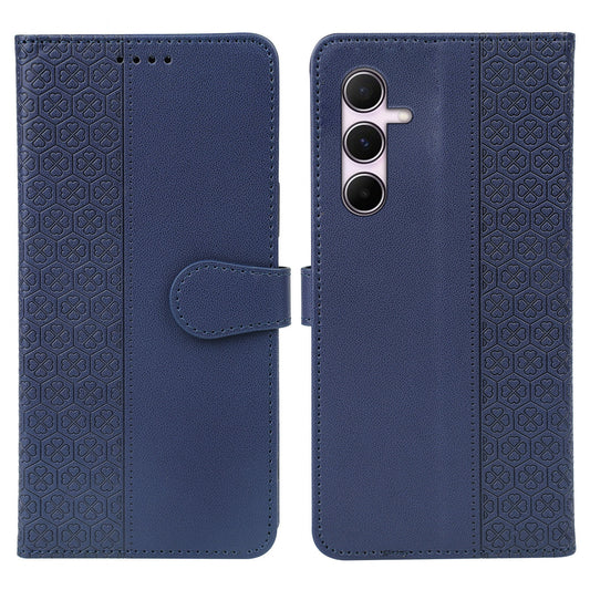 For Samsung Galaxy A16 5G / A16 4G Case Magnetic Clasp Four-Leaf Clover Leather Phone Cover - Blue