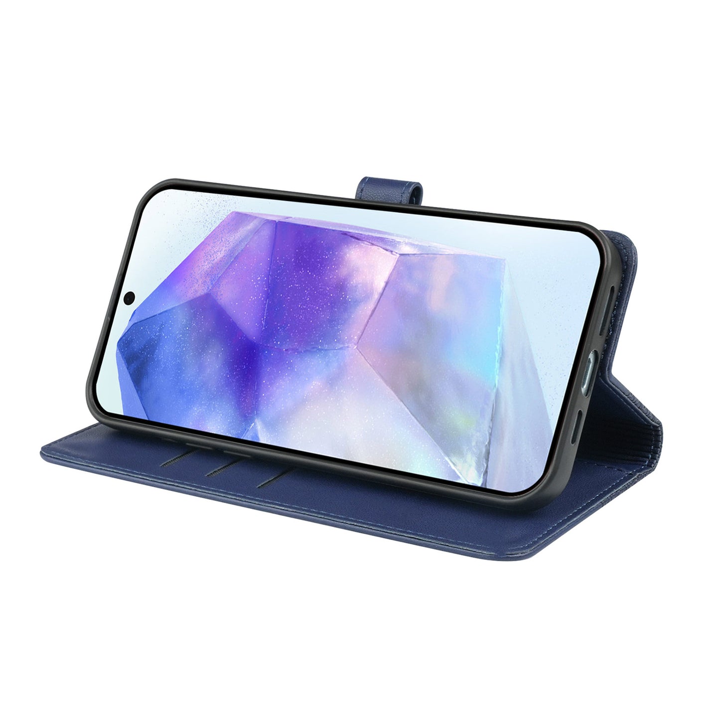 For Samsung Galaxy A16 5G / A16 4G Case Magnetic Clasp Four-Leaf Clover Leather Phone Cover - Blue