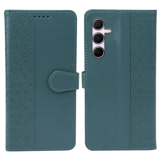 For Samsung Galaxy A16 5G / A16 4G Case Magnetic Clasp Four-Leaf Clover Leather Phone Cover - Green