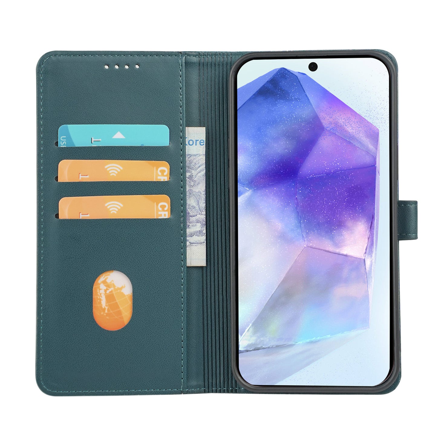 For Samsung Galaxy A16 5G / A16 4G Case Magnetic Clasp Four-Leaf Clover Leather Phone Cover - Green