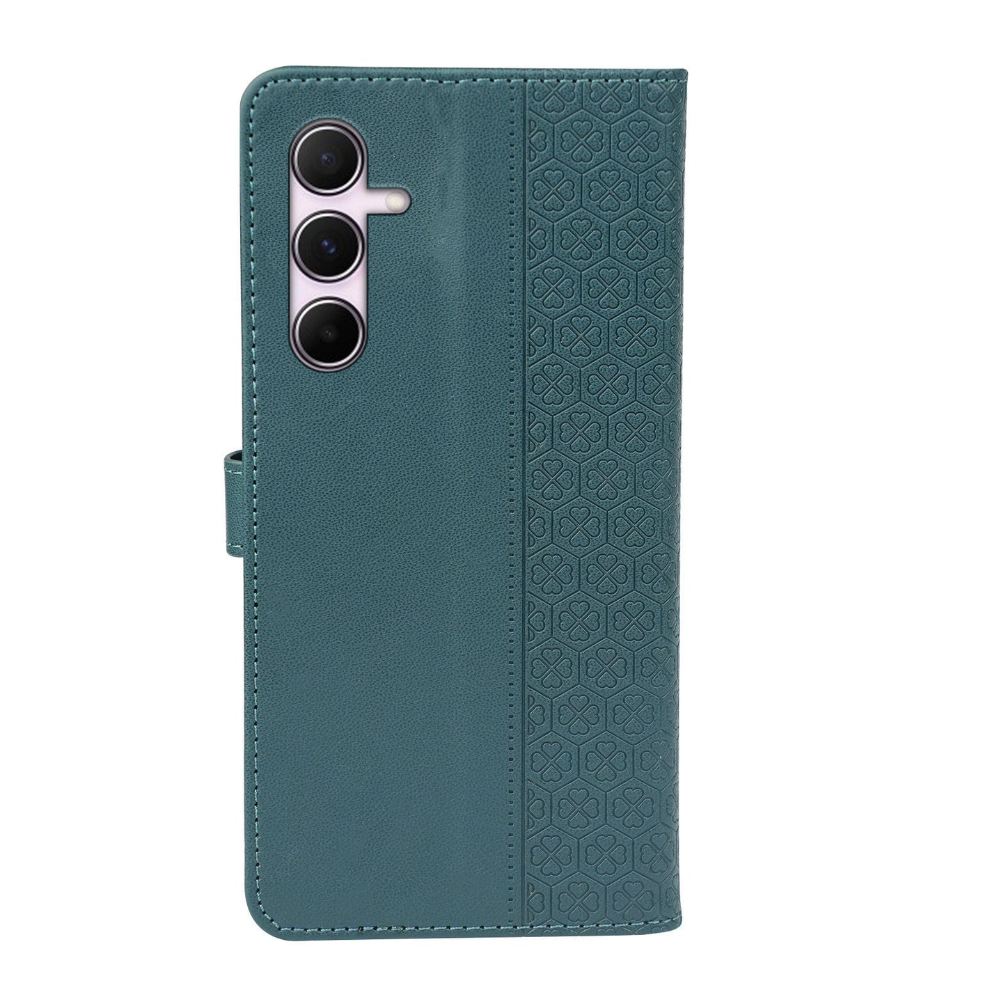 For Samsung Galaxy A16 5G / A16 4G Case Magnetic Clasp Four-Leaf Clover Leather Phone Cover - Green