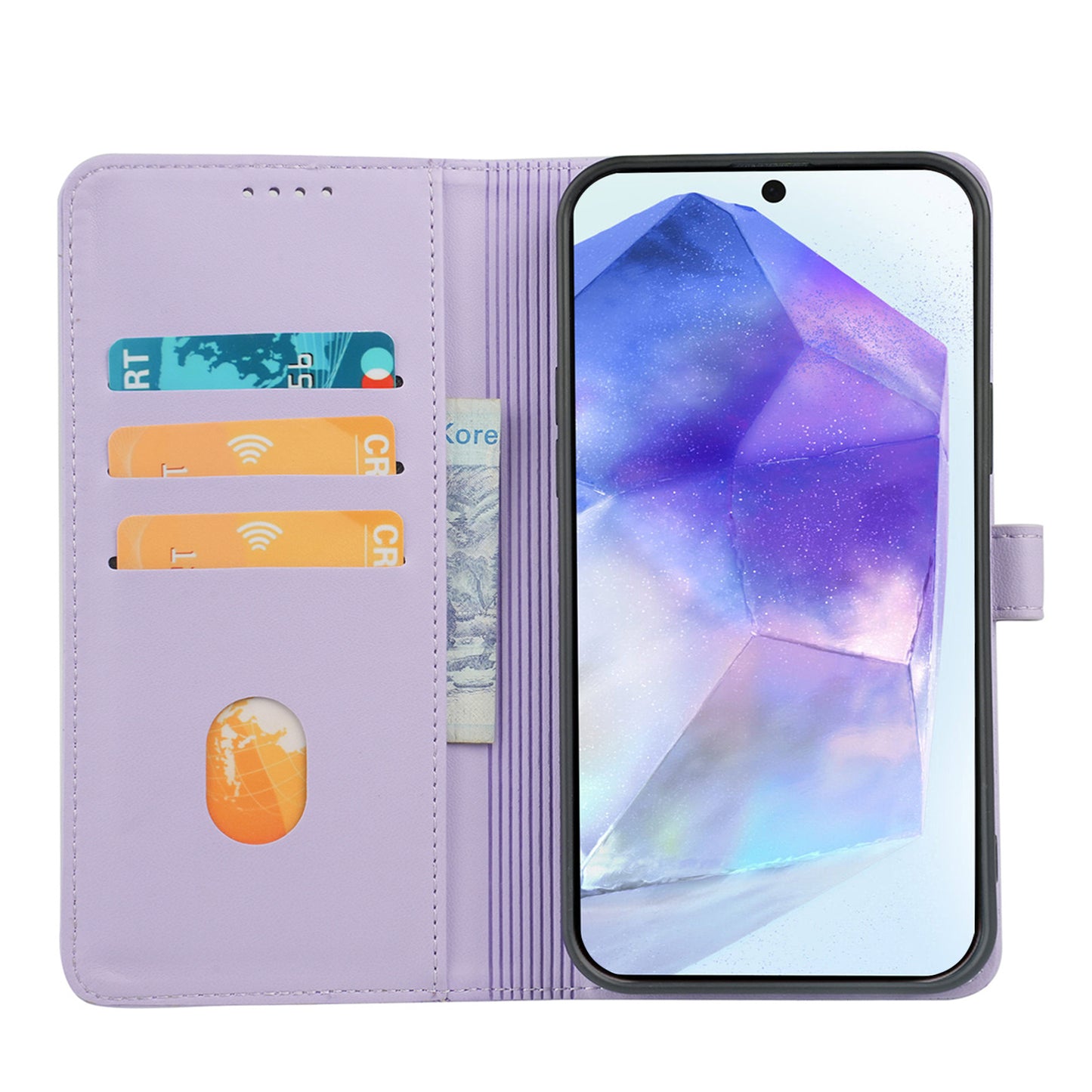 For Samsung Galaxy A16 5G / A16 4G Case Magnetic Clasp Four-Leaf Clover Leather Phone Cover - Light Purple