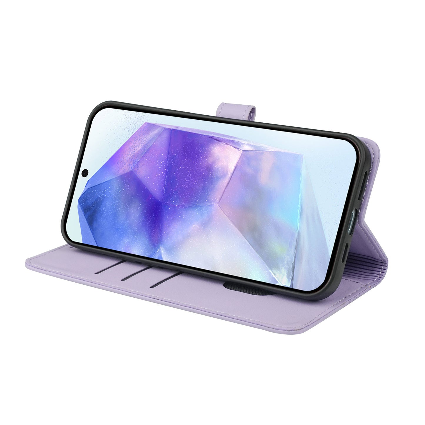 For Samsung Galaxy A16 5G / A16 4G Case Magnetic Clasp Four-Leaf Clover Leather Phone Cover - Light Purple