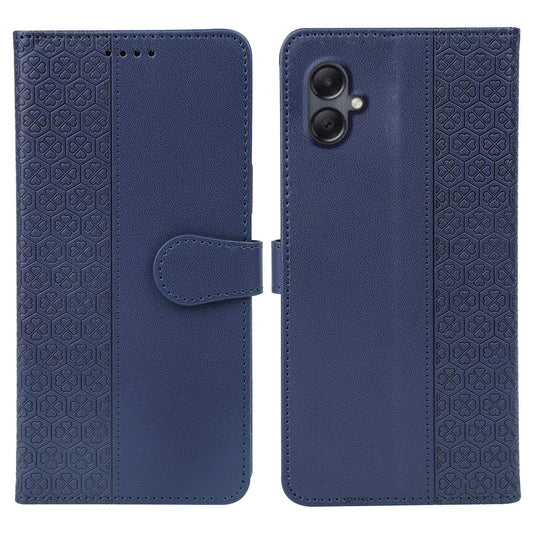 For Samsung Galaxy A06 Case Magnetic Clasp Four-Leaf Clover Leather Phone Cover - Blue