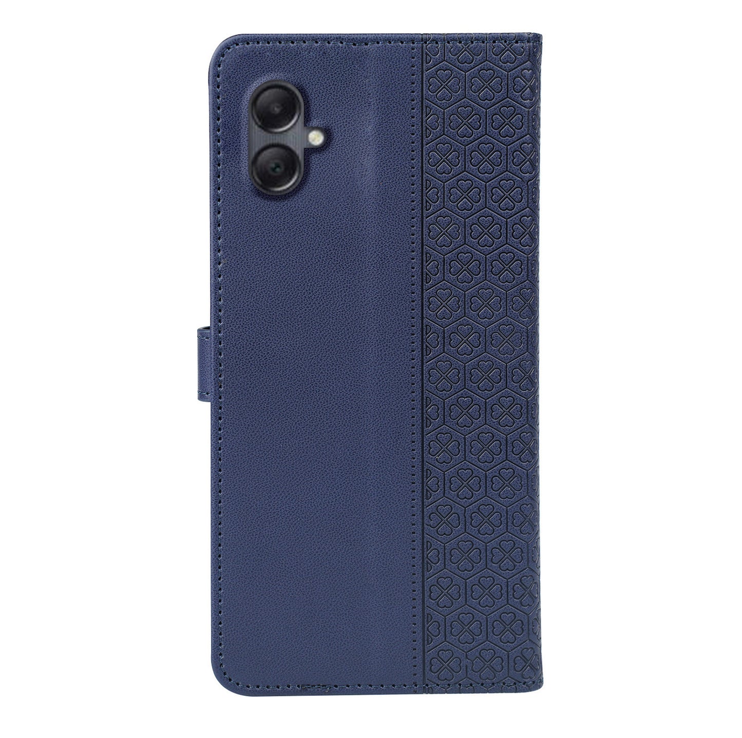 For Samsung Galaxy A06 Case Magnetic Clasp Four-Leaf Clover Leather Phone Cover - Blue