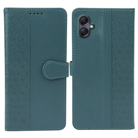 For Samsung Galaxy A06 Case Magnetic Clasp Four-Leaf Clover Leather Phone Cover - Green