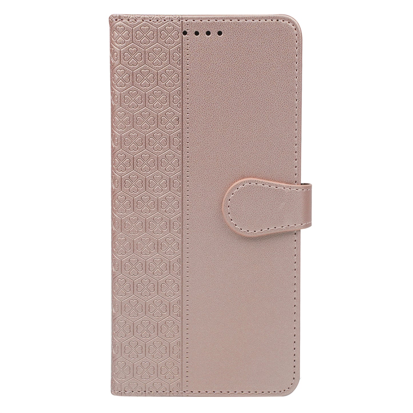 For Samsung Galaxy A06 Case Magnetic Clasp Four-Leaf Clover Leather Phone Cover - Rose Gold